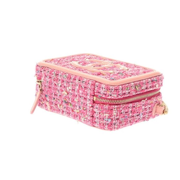 CHANEL Tweed Filigree Vanity Case Quilted Pink Chain Lambskin Bag Tote - Picture 6 of 12